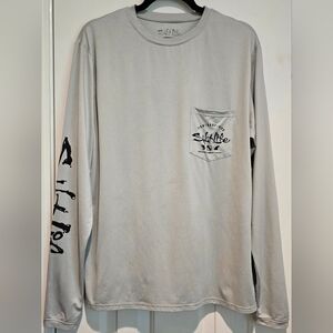 Men's Salt Life Watermans Trifecta SLX Long Sleeve Shirt Size Small Gray UV 30+